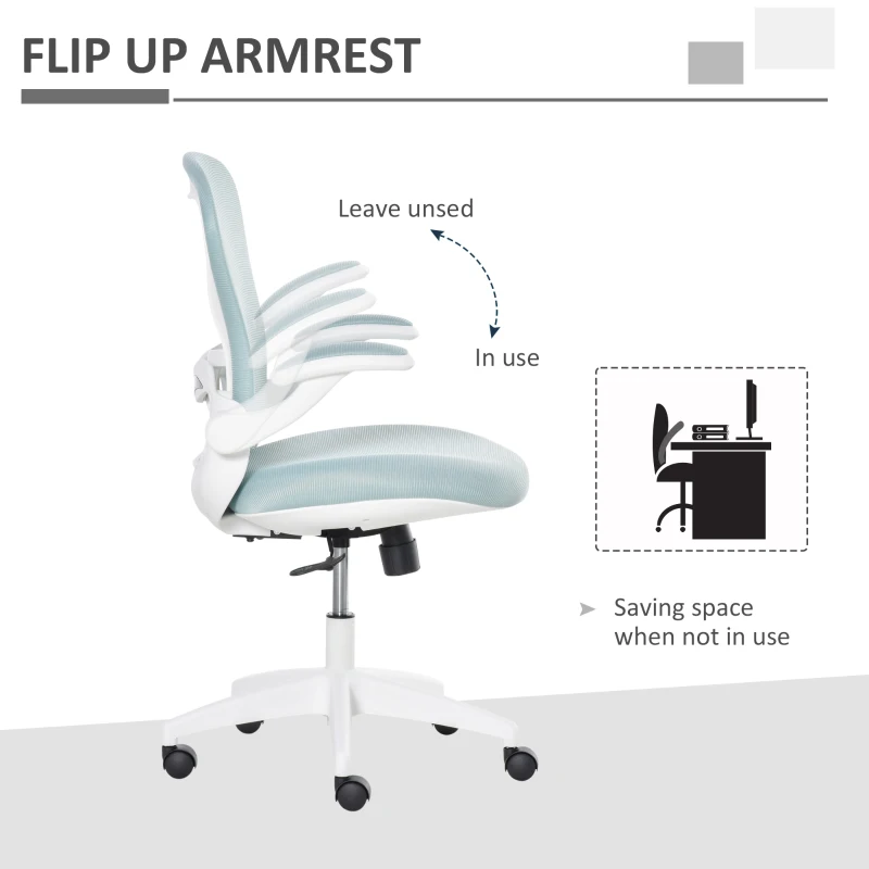 Vinsetto Mesh Home Office Chair w/ Flip-Up Arm Blue