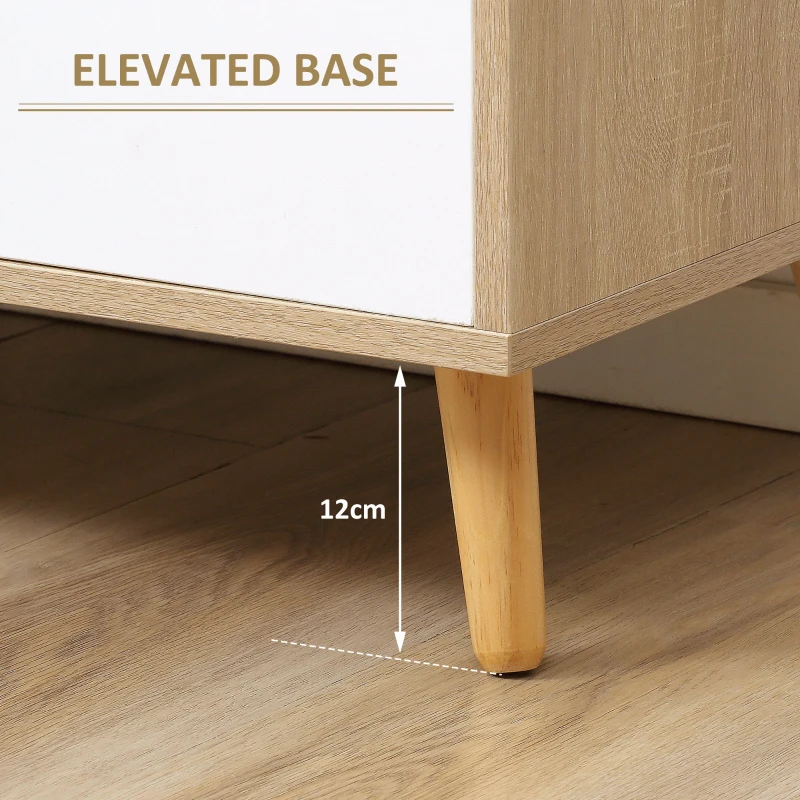 HOMCOM Modern Sideboard Storage Cabinet, Free Standing Accent Cupboard with 3 Drawers for Bedroom, Living Room, Hallway, Natural, White, Grey