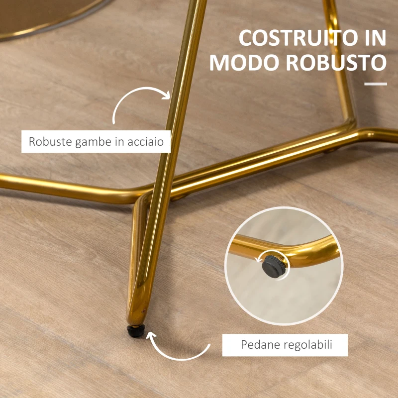 HOMCOM Set 2 Sedie da Soggiorno e Salotto Senza Braccioli in Velluto con Gambe Dorate, Grigio