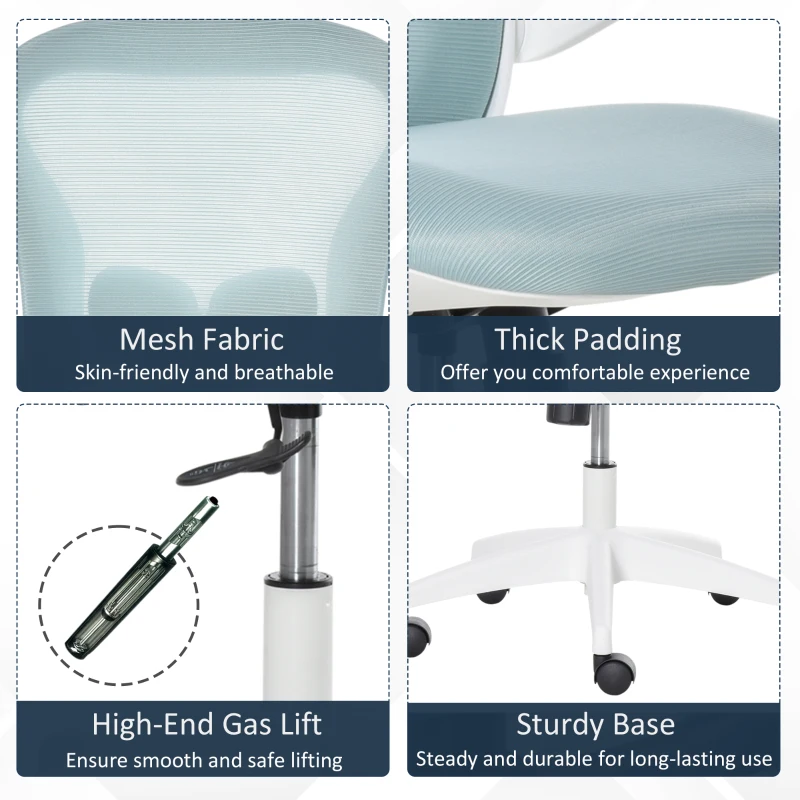 Vinsetto Mesh Home Office Chair w/ Flip-Up Arm Blue