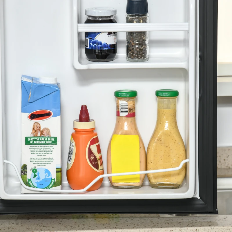 HOMCOM Mini réfrigérateur frigo compact de 46 L avec congélateur 4,5L température réglable 0 à 10°c, étagères amovibles et porte réversible 44,5 x 46,5 x 49,8 cm noir