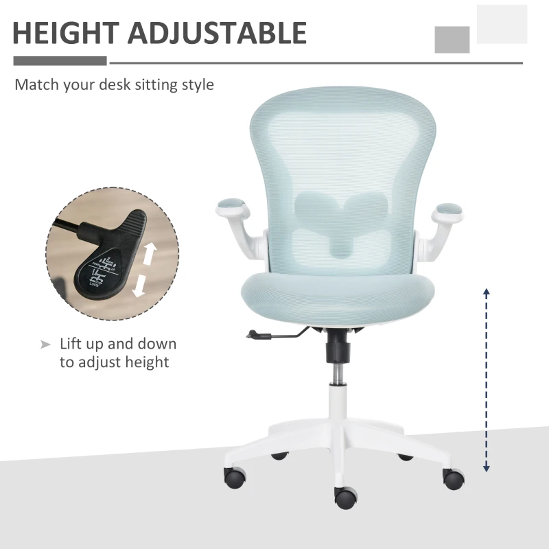 Vinsetto Mesh Home Office Chair w/ Flip-Up Arm Blue