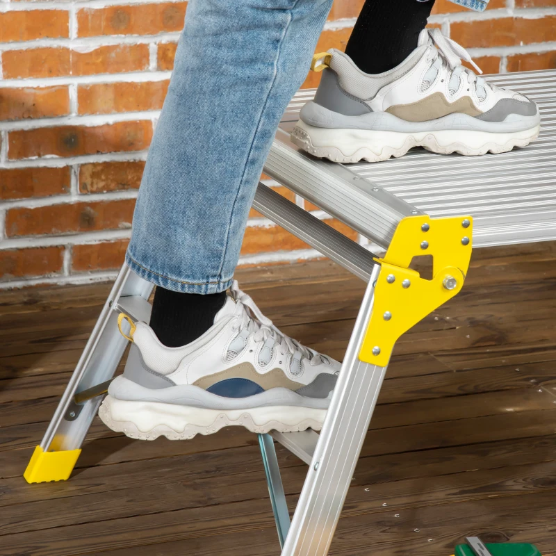 DURHAND Aluminium Work Platforms, Folding Hop up Platform with Safety Lock, 960x710x500mm, 150Kg Capacity