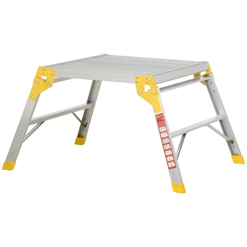 DURHAND Aluminium Work Platforms, Folding Hop up Platform with Safety Lock, 960x710x500mm, 150Kg Capacity
