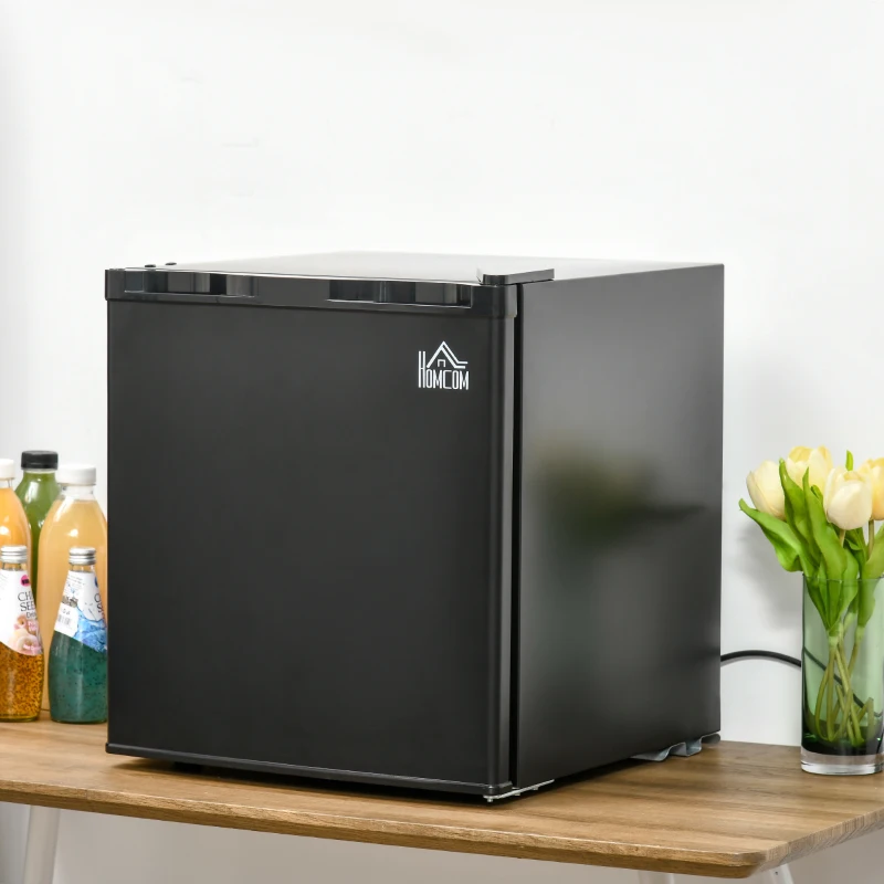 HOMCOM Mini réfrigérateur frigo compact de 46 L avec congélateur 4,5L température réglable 0 à 10°c, étagères amovibles et porte réversible 44,5 x 46,5 x 49,8 cm noir