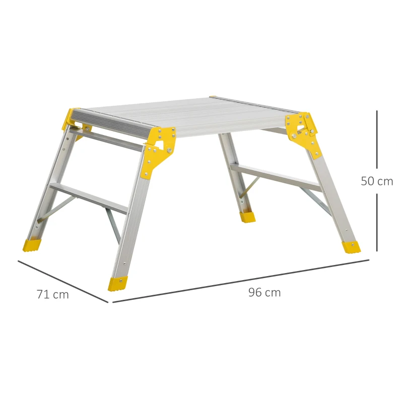 DURHAND Aluminium Work Platforms, Folding Hop up Platform with Safety Lock, 960x710x500mm, 150Kg Capacity