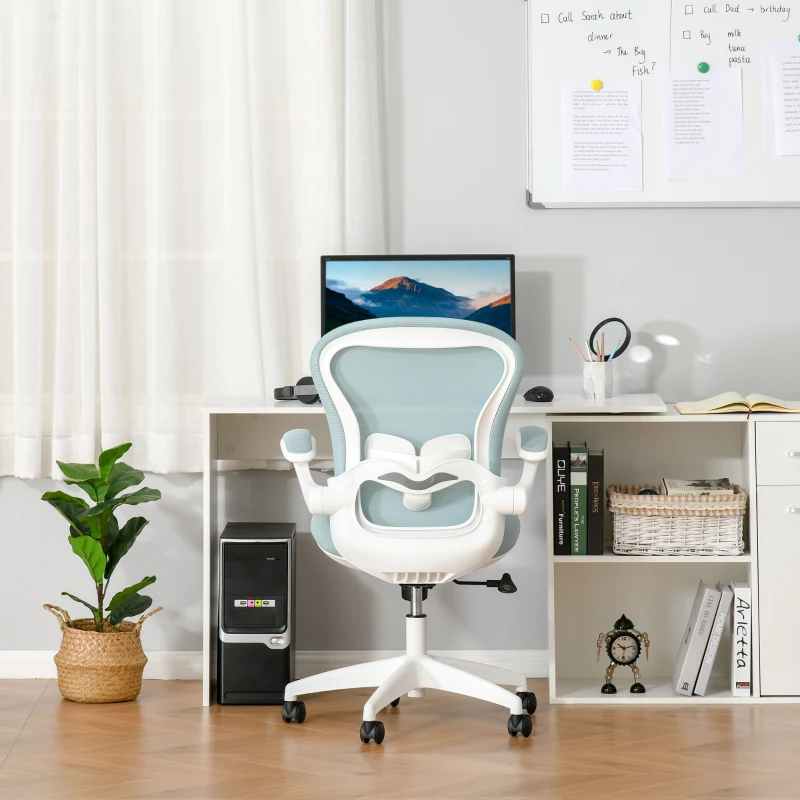 Vinsetto Mesh Home Office Chair w/ Flip-Up Arm Blue