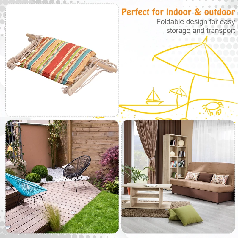 Outsunny Hanging Rope Hammock Chair with 1 Pillow for Any Indoor or Outdoor Spaces, Floral