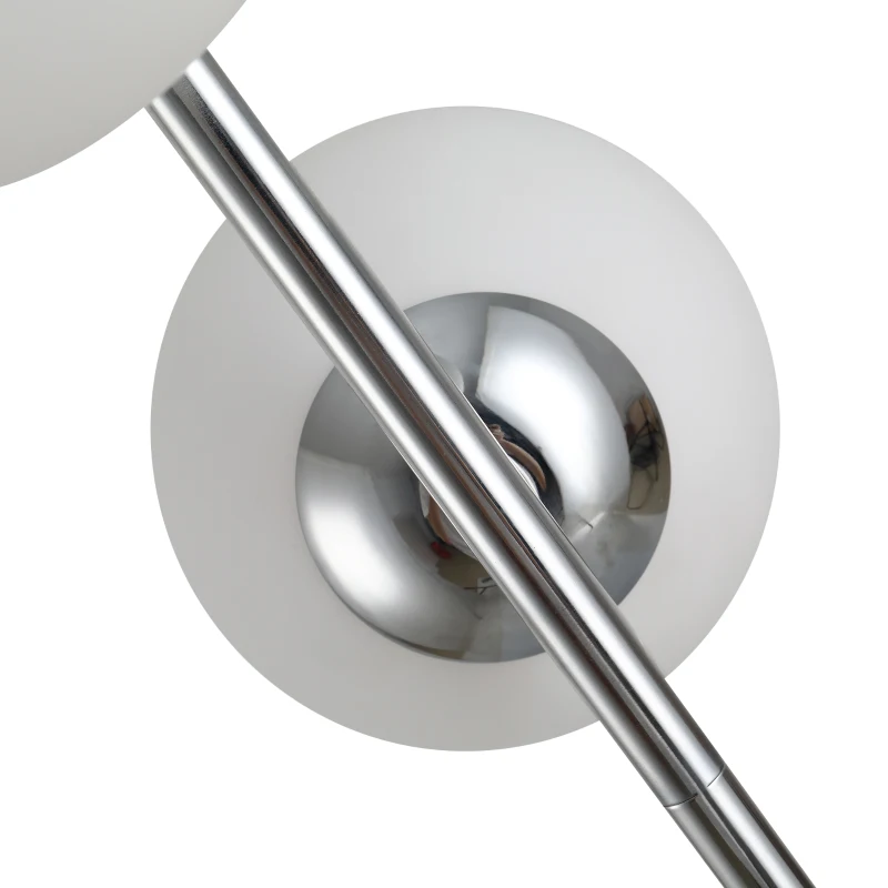 HOMCOM Lampadaire design néo-rétro 2 boules max. 40 W métal argenté