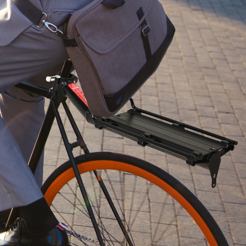 HOMCOM Universele fietsendrager, fietstas, snelspanner, bagagetas, aluminium, zwart, 49 x 12 x 14 cm