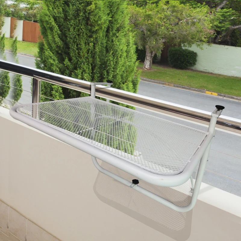 Outsunny balkon wiszący stół stół ogrodowy kwadratowy metalowy taras z regulacją wysokości