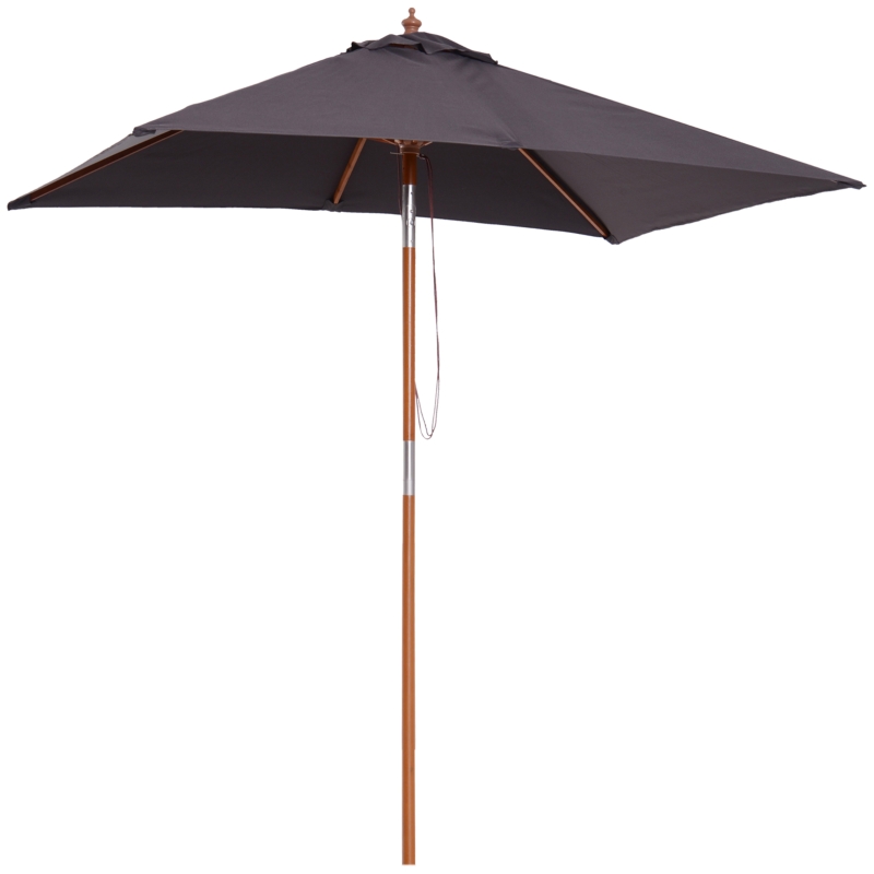Outsunny parasol 3-niveau helling hout donkergrijs 200 x 150 x 230 cm
