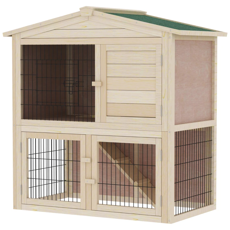 PawHut Konijnenhok konijnenkooi kippenhok hok voor konijnen cavia's 3 deuren