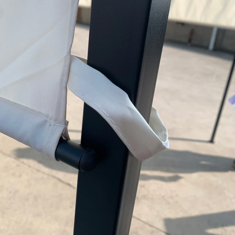 Outsunny Pérgola 3x3 m Cenador de Jardín con Techo Retráctil Tela de Poliéster y Tubo de Acero para Patio Terraza Exterior Blanco