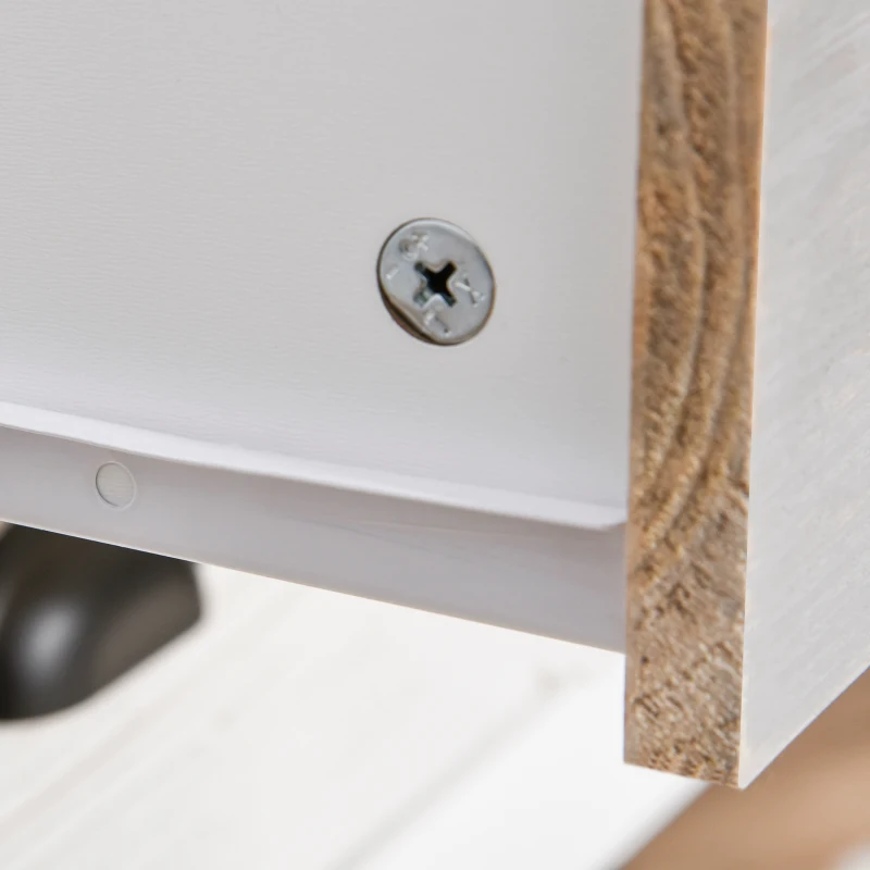 HOMCOM Chest of Drawers, Storage Cabinet, Sideboard Home Organizer 6-Drawer Unit Tower with Round Handle for Bedroom, Living Room, White Grey