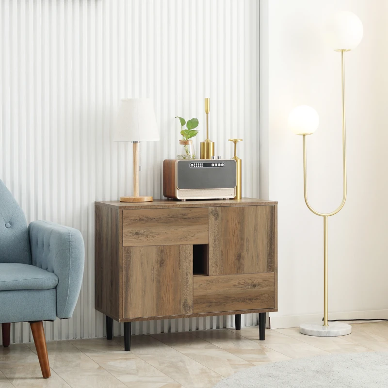 HOMCOM Mobile da Salotto in Legno con Cassetti e Armadietti in Stile Nordico, 76.5x39.5x64.5cm