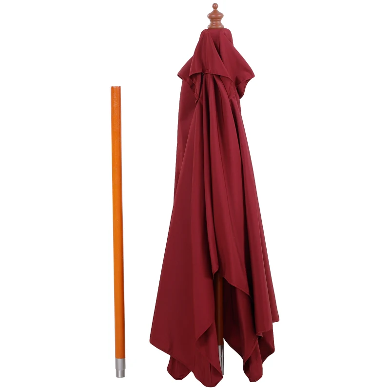 Outsunny Zonnescherm tuinscherm knikbaar bescherming tegen de zon 3-delig hout+polyester wijnrood