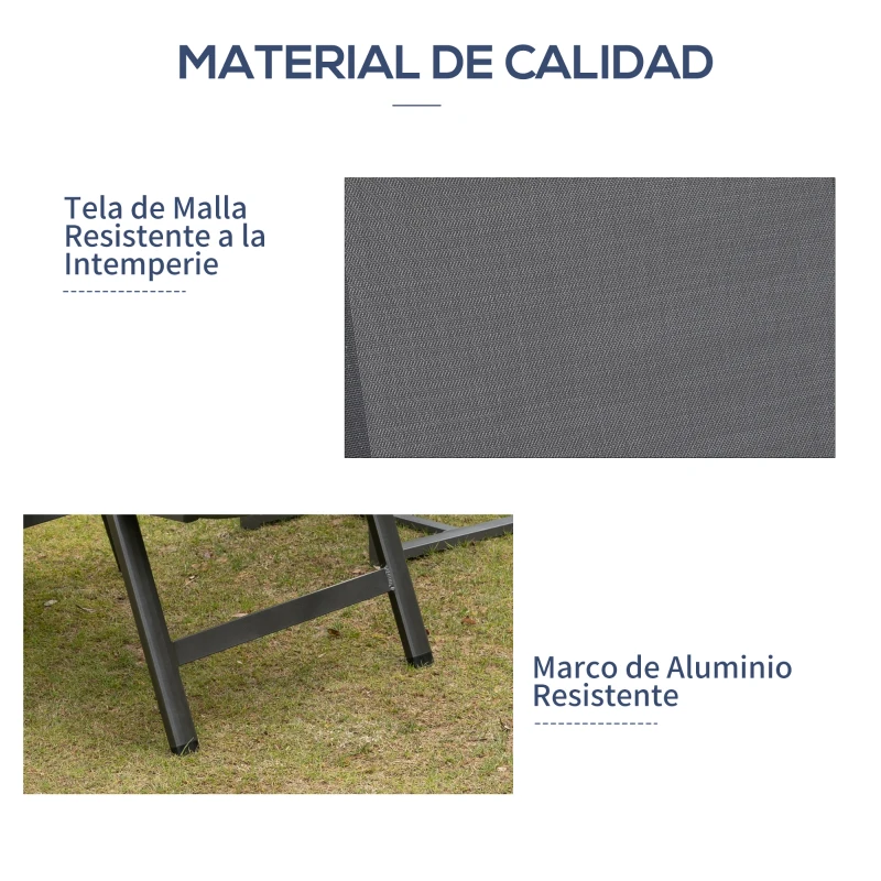 Outsunny Tumbona de Jardín Plegable Tumbona Relinable de Aluminio con Respaldo Ajustable en 5 Posiciones para Terraza Piscina Exterior Carga Máx. 150 kg 69x140x107 cm Gris