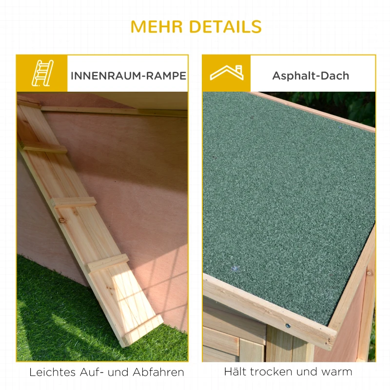 PawHut® KRÓLIKARNIA KURNIK DOMEK KLATKA Z WYBIEGIEM KRÓLIKI ŚWINKI MORSKIE ZAJĄCE drewno jodłowe naturalny 98x54x100cm