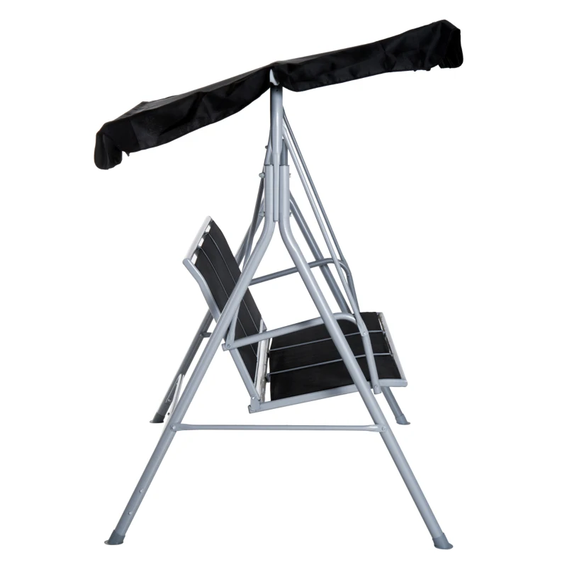 Outsunny huśtawka z dachem 3-osobowa huśtawka ogrodowa ławka bujana z dachem metal kolor czarny + srebrny 171 x 108 x 154 cm