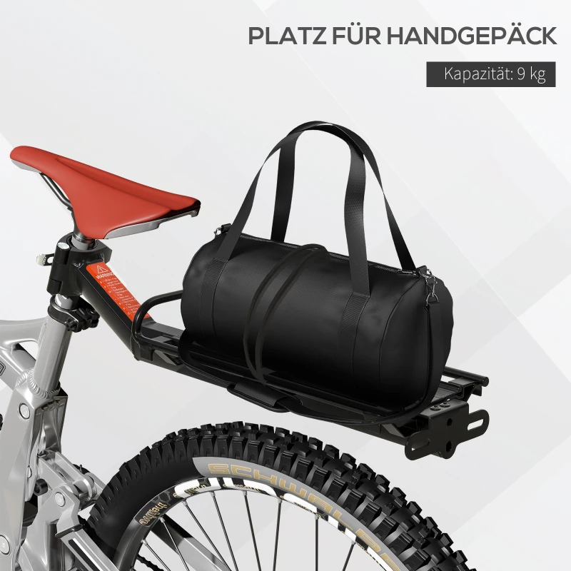 HOMCOM Universele fietsendrager, fietstas, snelspanner, bagagetas, aluminium, zwart, 49 x 12 x 14 cm