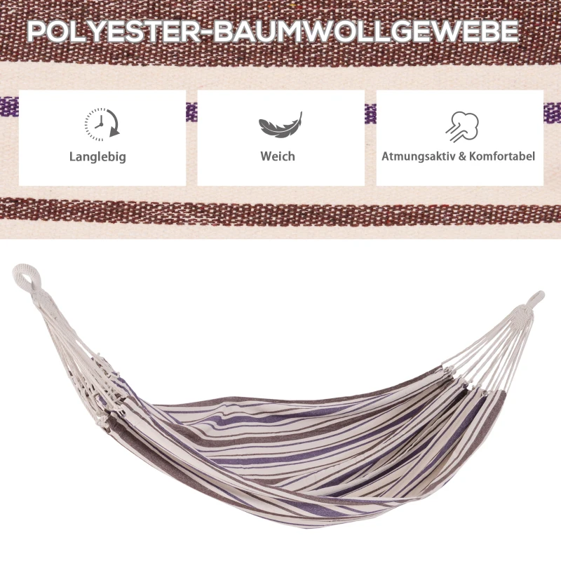 Hangmat hangende ligmat meerpersoons familiehangmat paars-wit 2,1 x 1,5 m katoen