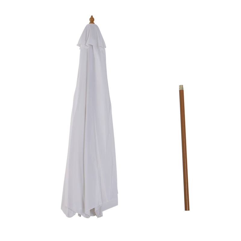 Outsunny Zonnescherm houten parasol tuinscherm balkonparasol 3 x 2,5 m wit marktparasol