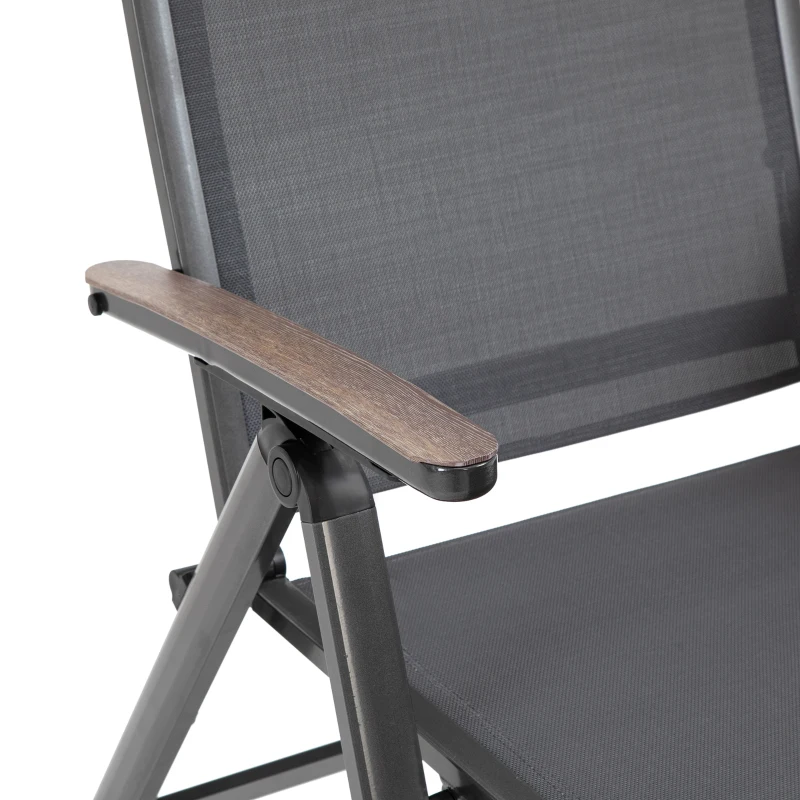 Outsunny Tumbona de Jardín Plegable Tumbona Relinable de Aluminio con Respaldo Ajustable en 5 Posiciones para Terraza Piscina Exterior Carga Máx. 150 kg 69x140x107 cm Gris