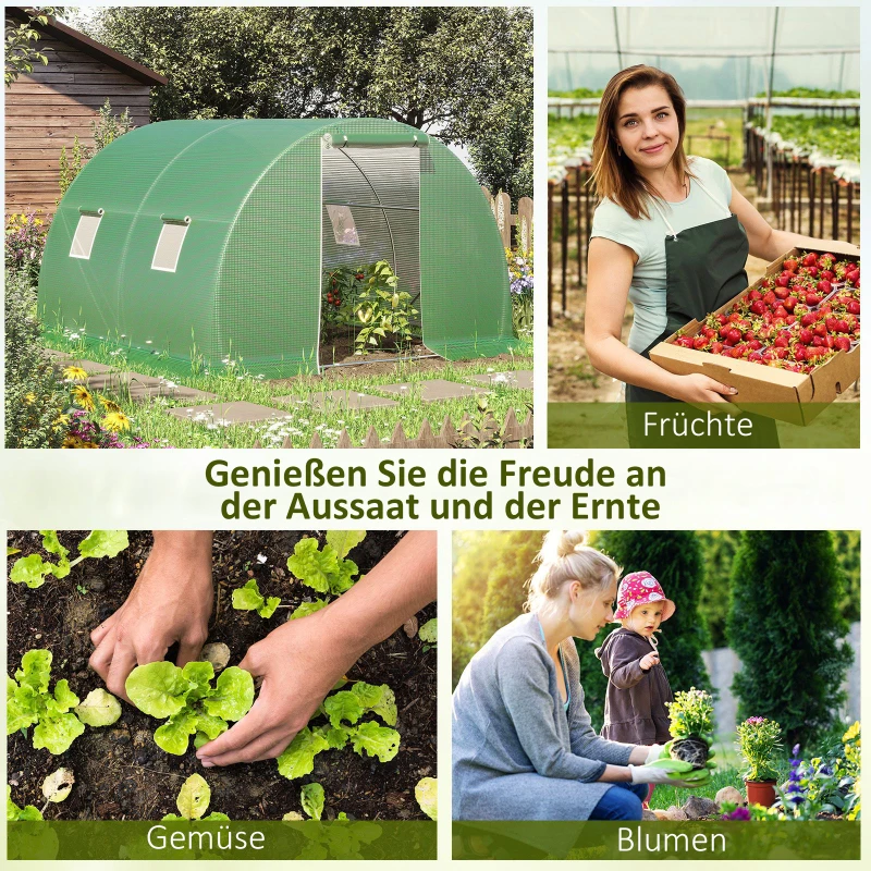 Outsunny foliekas met raam donkergroen 3 x 3 m