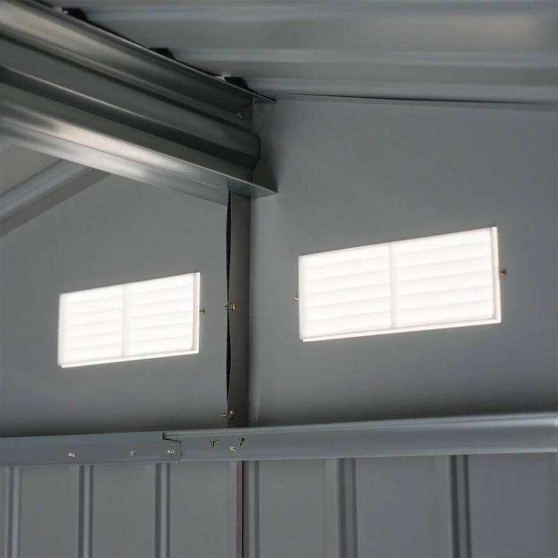 Outsunny Metalen Tuinhuis, Grote Metaal Gereedschapsschuur voor Tuin, Handwerkers, Grijs