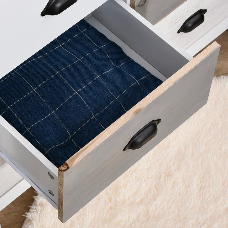 HOMCOM Chest of Drawers, Storage Cabinet, Sideboard Home Organizer 6-Drawer Unit Tower with Round Handle for Bedroom, Living Room, White Grey