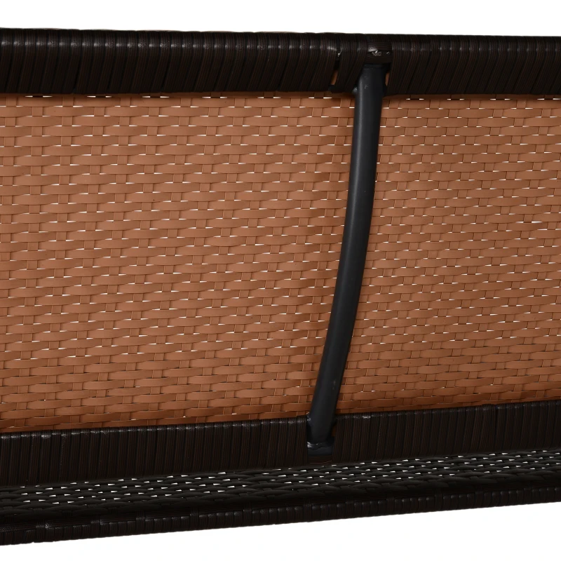 Outsunny Outdoor 2-person PE Rattan Metal Porch Swing Lounge Chair Patio Garden Poolside