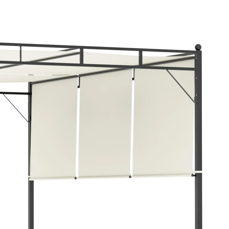 Outsunny Pérgola 3x3 m Cenador de Jardín con Techo Retráctil Tela de Poliéster y Tubo de Acero para Patio Terraza Exterior Blanco