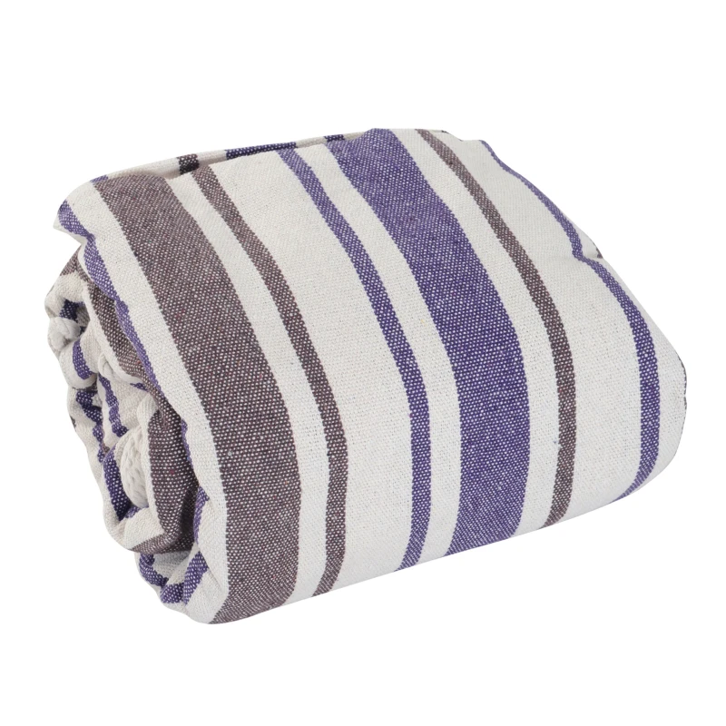 Hangmat hangende ligmat meerpersoons familiehangmat paars-wit 2,1 x 1,5 m katoen