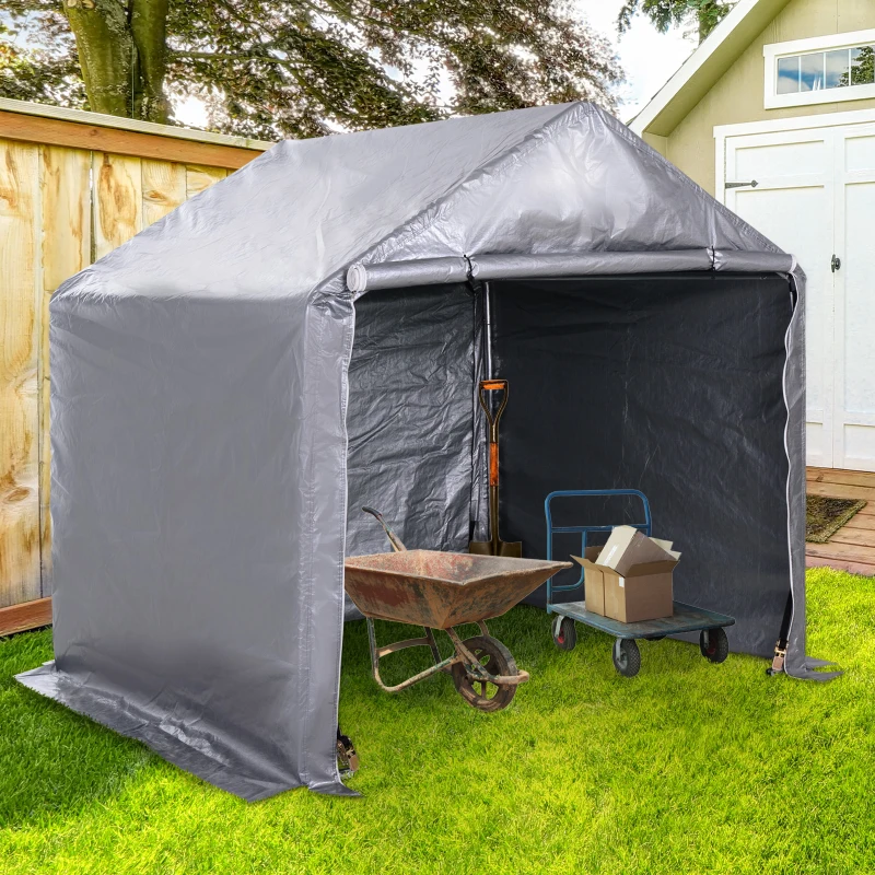 Outsunny folieschuur gereedschapsschuur in de tuin foliegarage staal PE grijs 2 x 2 x 2 m