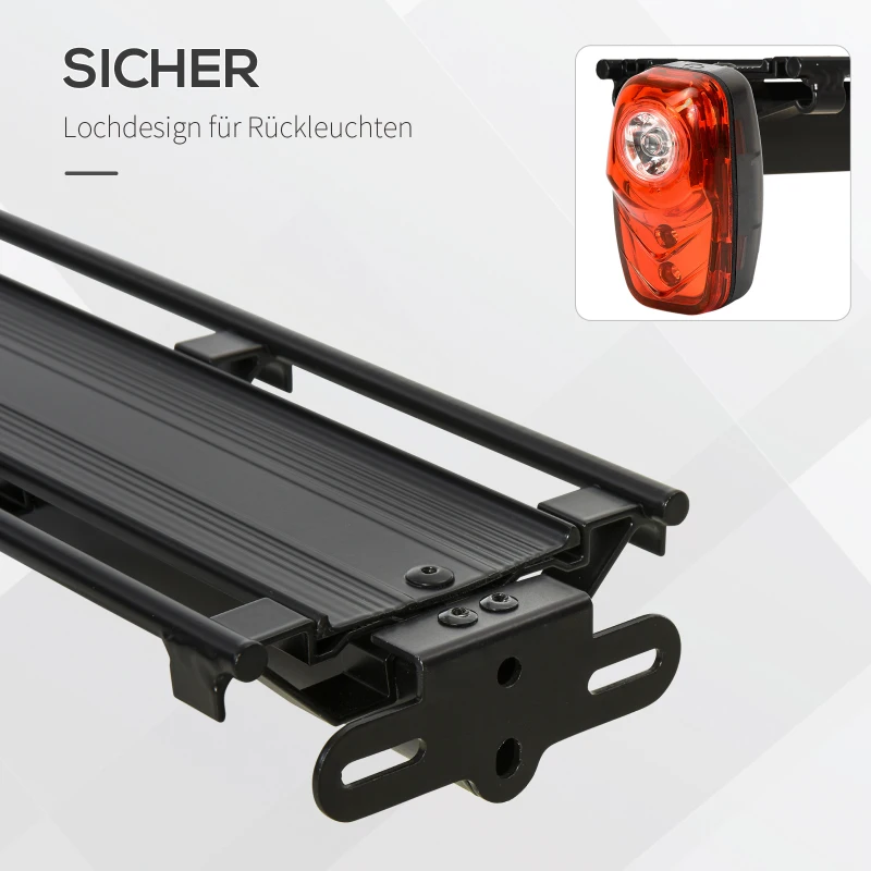 HOMCOM Universal Fahrrad Gepäckträger für Fahrradtasche Cargotasche, Schnellspanner, Aluminium, Schwarz, 49 x 12 x 14 cm