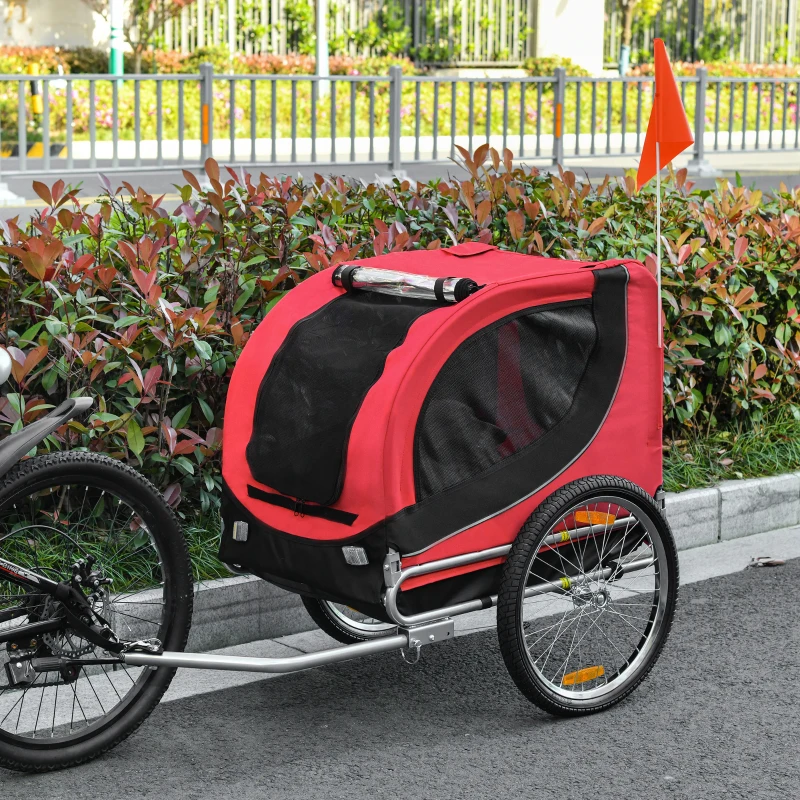 PawHut Hondenaanhanger fietskar hondenfietskar rood/zwart