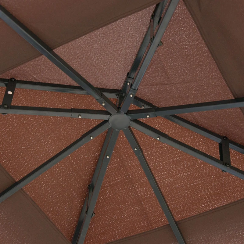 Pawilon Ogrodowy Outsunny z Moskitierami Bocznymi, Namiot Imprezowy z Podwójnym Dachem, Namiot Ogrodowy 2,97x2,97m