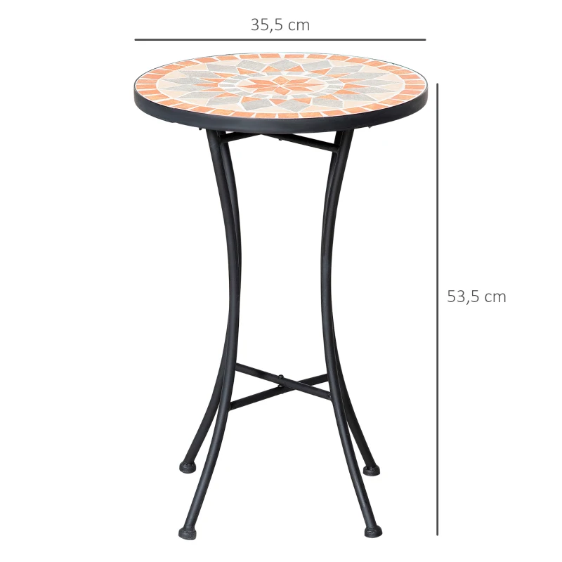 Outsunny Ø35,5 cm bijzettafel tuintafel weerbestendig mozaïek voor tuinbalkon