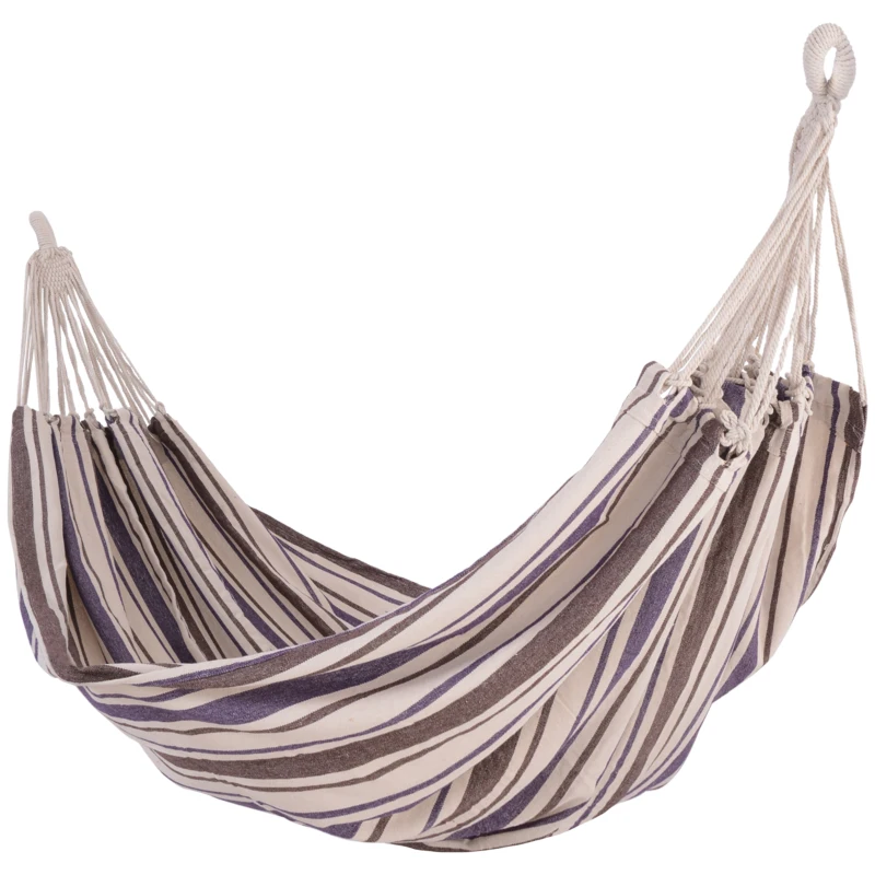 Hangmat hangende ligmat meerpersoons familiehangmat paars-wit 2,1 x 1,5 m katoen