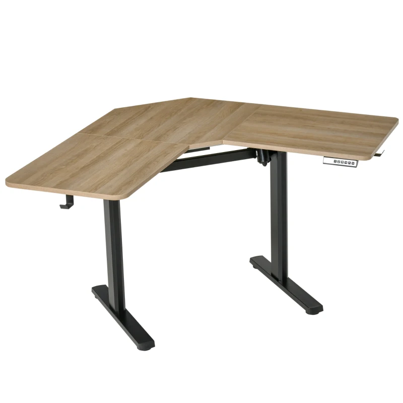 Vinsetto elektrisch bureau computertafel in hoogte verstelbaar sta-bureau bureau bureaustandaard metaal spaanplaat MDF aluminium naturel + zwart 160 x 101 x 72-122 cm