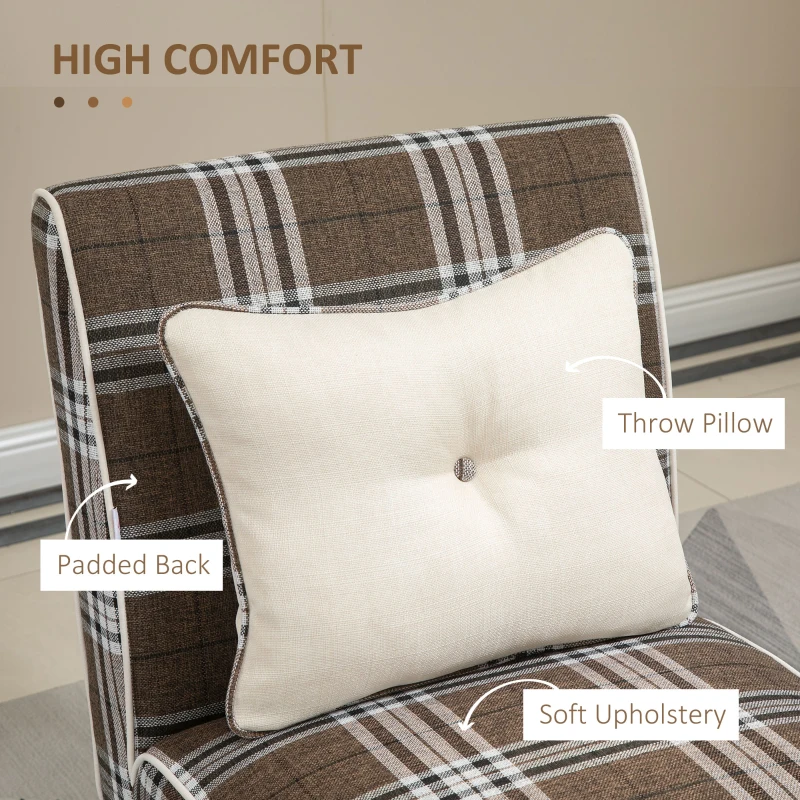 HOMCOM Modern Dining Chair, Kitchen Dining Room Chairs with Pillow and Rubber Wood Legs, Accent Chair for Living Room, Bedroom, Brown