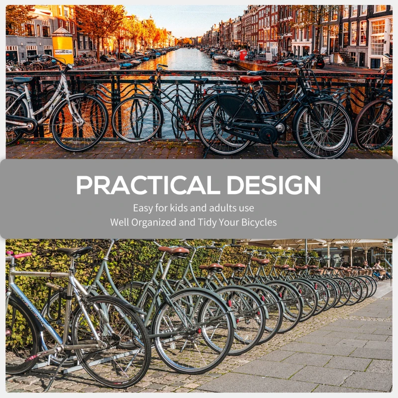 HOMCOM Bike Stand Parking Rack - Floor or Wall Mount Bicycle Cycle Storage Locking Stand, 179L x 33W x 27H, 6 Racks, Black