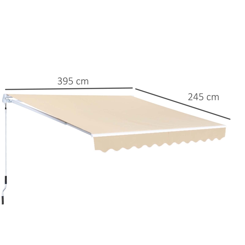 Outsunny® Markise Gelenkarmmarkise Sonnenschutz Creme 3,95x2,5m