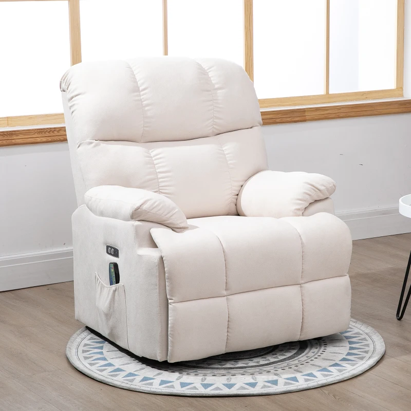 HOMCOM® Massagesessel Relaxsessel Wärmefunktion Fernbedienung USB Kurzplüsch