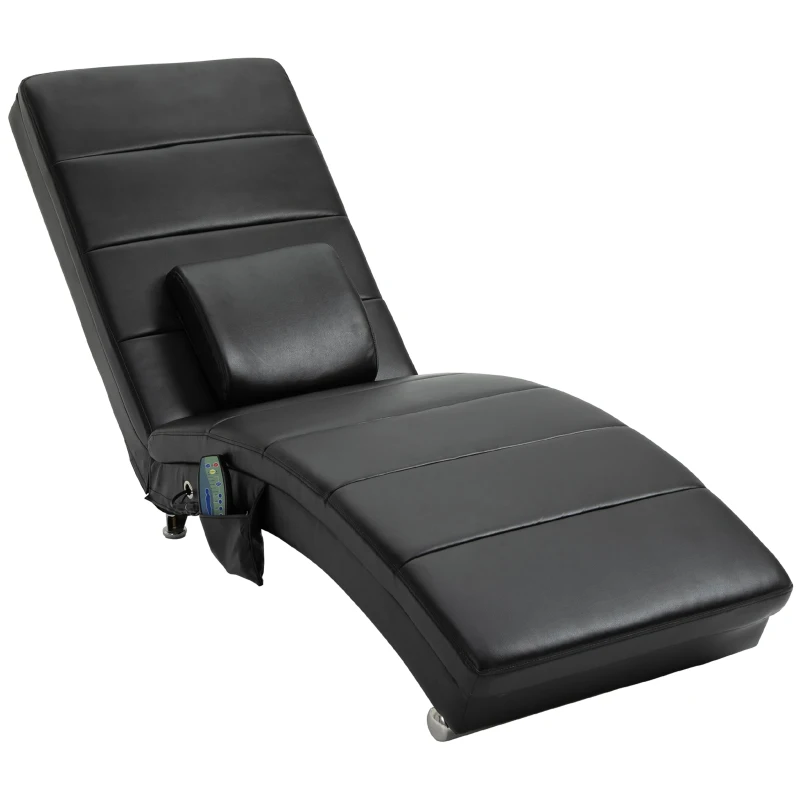HOMCOM Liegesessel Fernsehsessel mit Zero-G Design, Lounge, Sessel, Kunstleder, massage, MDF, Metall, Schaumstoff, Schwarz, 58 x 163 x 87 cm