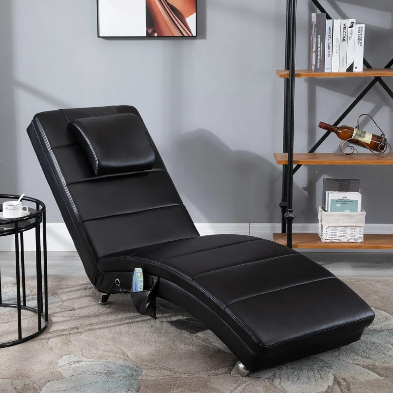 HOMCOM Liegesessel Fernsehsessel mit Zero-G Design, Lounge, Sessel, Kunstleder, massage, MDF, Metall, Schaumstoff, Schwarz, 58 x 163 x 87 cm