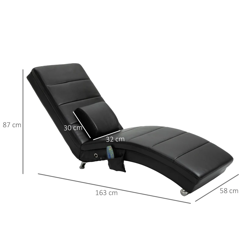 HOMCOM Liegesessel Fernsehsessel mit Zero-G Design, Lounge, Sessel, Kunstleder, massage, MDF, Metall, Schaumstoff, Schwarz, 58 x 163 x 87 cm