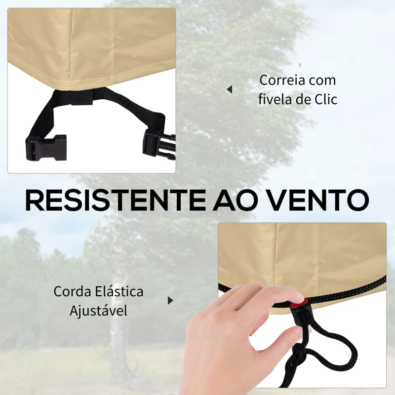 Outsunny Capa Protetora para Móveis de Jardim 152x87x59-79 cm com Tecido Oxford 600D Impermeável e Fivela Bege e Creme