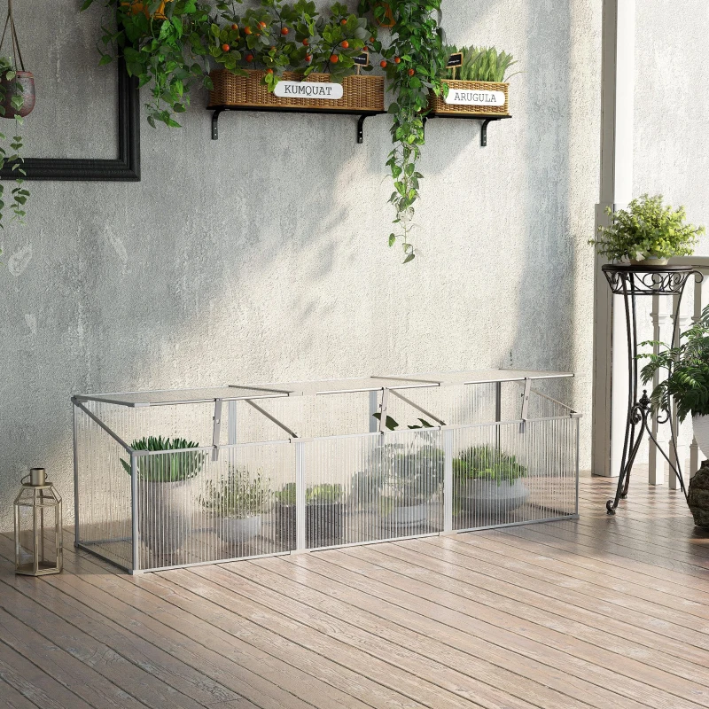Outsunny Estufa de Jardim Alumínio Policarbonato Transparente Viveiro Caseiro para Plantas Culturas Proteção UV e Resistente 180x51x51cm